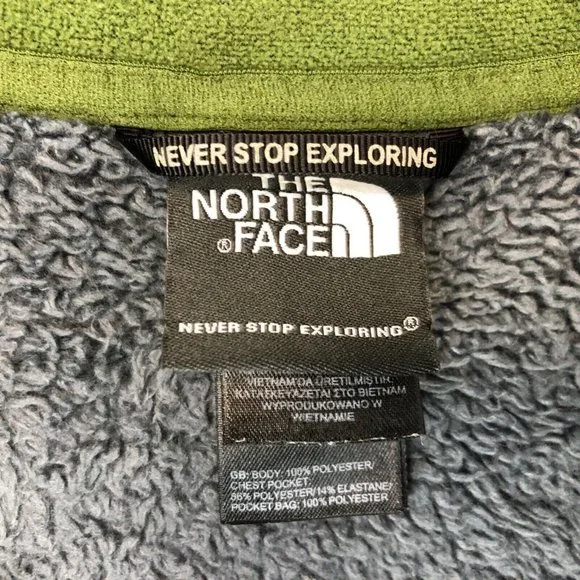 The North Face Full Zip Sweater XL Extra Large Long Sleeve Logo Green Men's - Picture 5 of 13